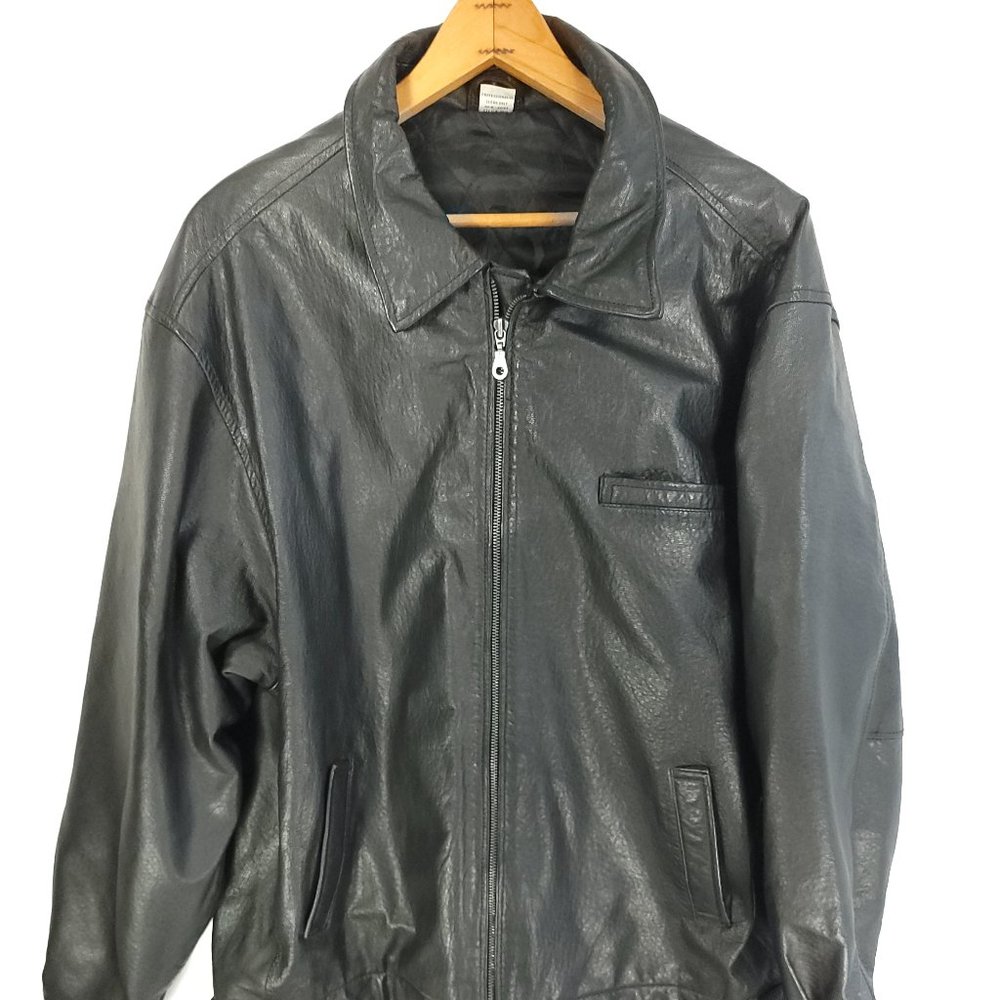 Unbranded Leather Jacket Adult's XL Zip Front Black Distressed